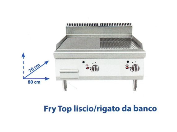Fry top gas liscio/rigato da banco TN7N8N-I-D doppio.